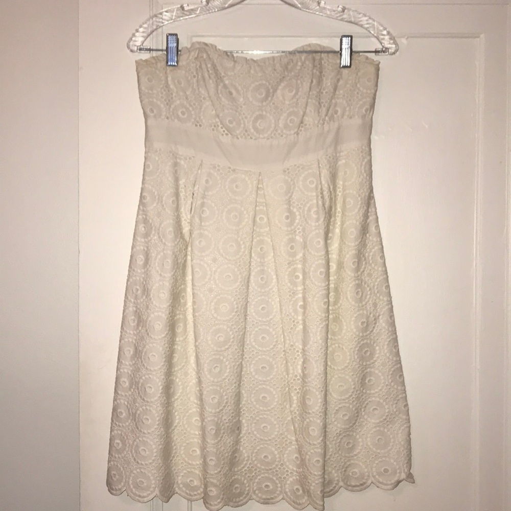 white eyelet Lilly Pulitzer strapless dress